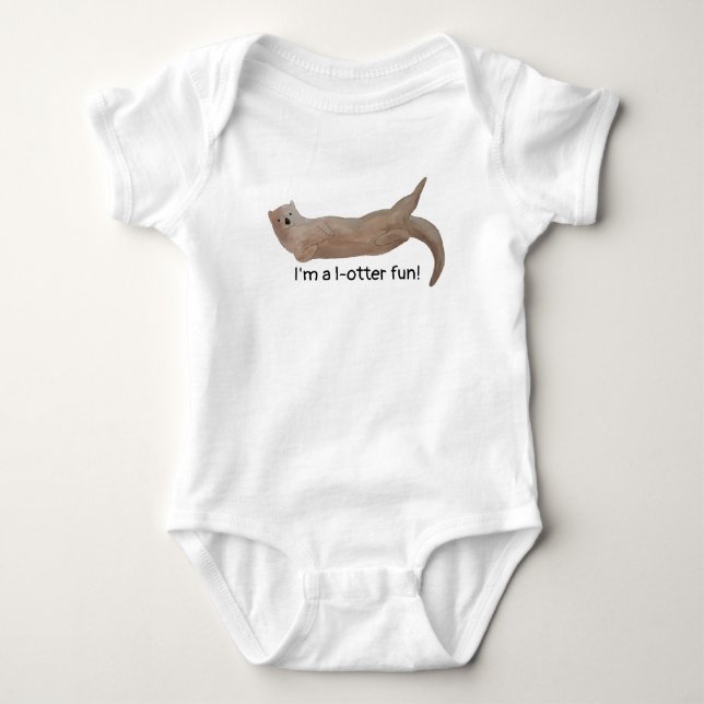 Lotta Fun Cute Pun Otter Baby Bodysuit (Front)