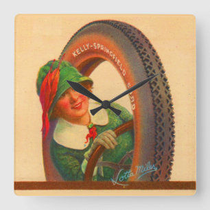 Lotta Miles no. 1- 1920s Kelly-Springfields tire m Square Wall Clock