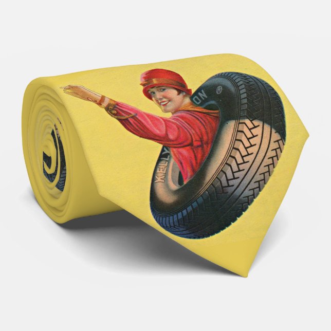 Lotta Miles waving for Kelly-Springfleld tires Tie (Rolled)