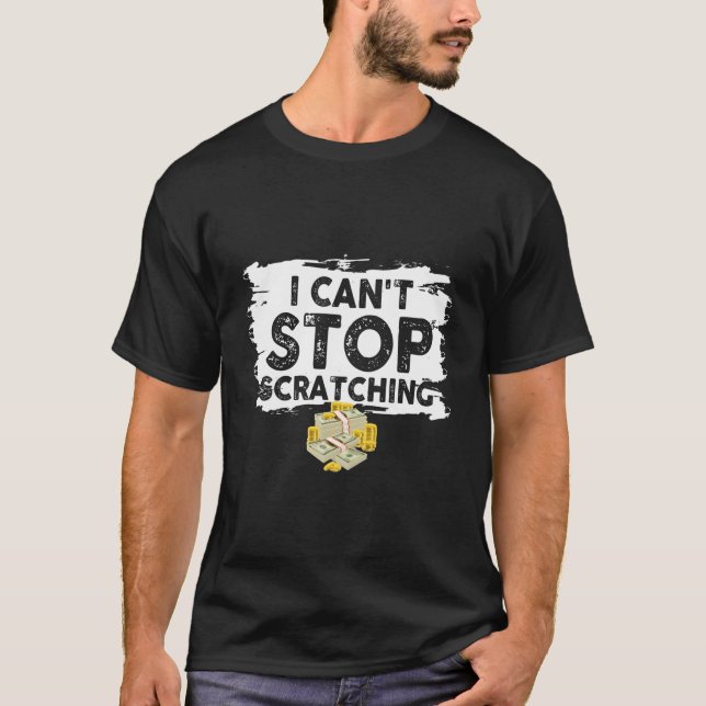 Lottery Scratcher Lucky Player Bingo T-Shirt (Front)