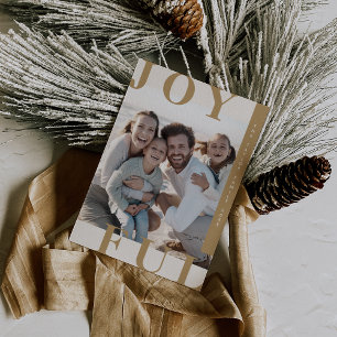 LOTTIE Gold Joyful Modern Family Photo Christmas Holiday Card