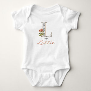 Lottie Name Reveal Floral Letter L Girl Whimsical Baby Bodysuit