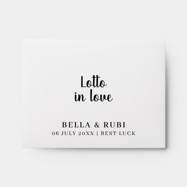 Lotto Love Minimalist Wedding Lottery Envelope (Front)