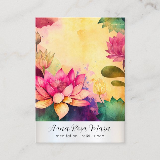 *~* Lotus 6 Art   PHOTO Nature Flowers QR AP67 Business Card (Front)