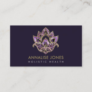 Lotus - Amethyst texture and Gold decorated Business Card