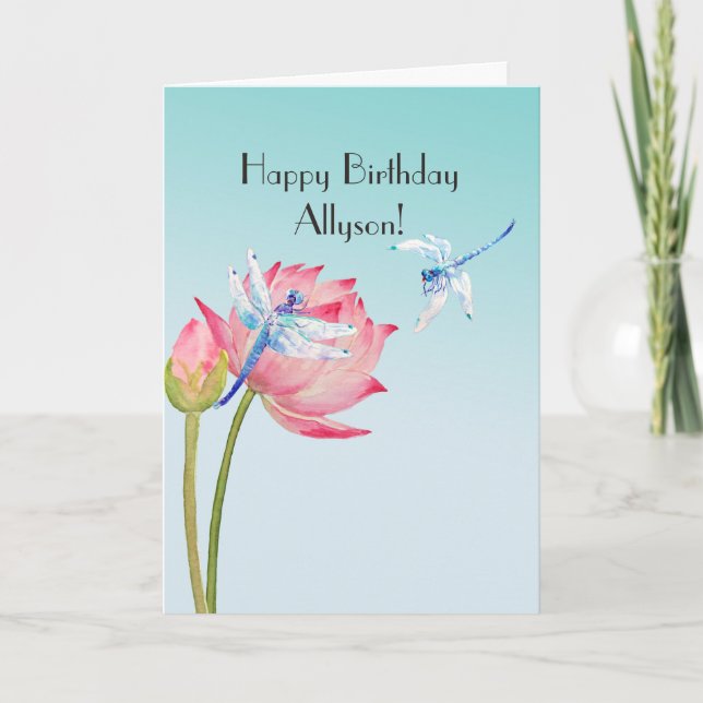Lotus and Dragonflies Card (Front)