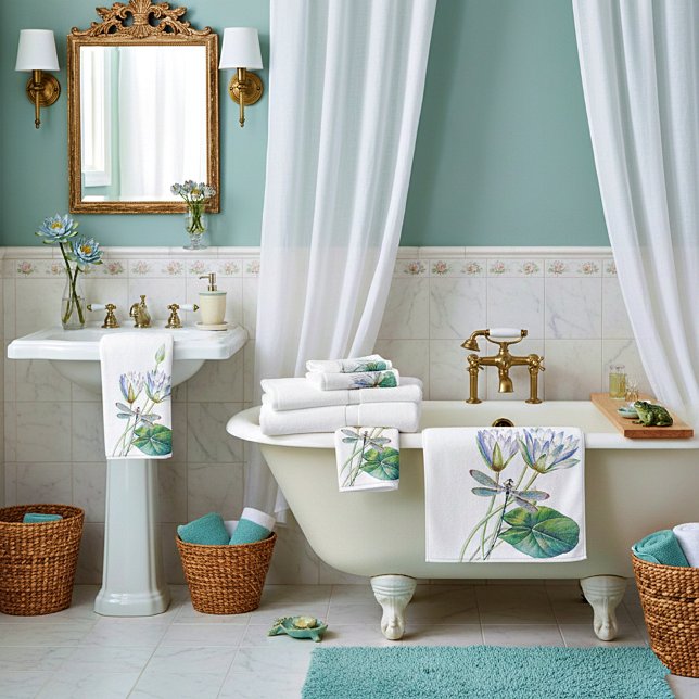 Lotus and dragonfly bath towel set (Creator Uploaded)