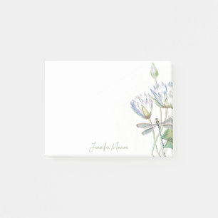 Lotus and dragonfly personalised post-it notes