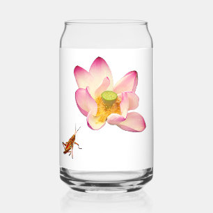 Lotus and Grasshopper Can Glass