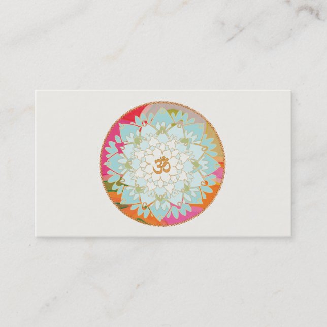 Lotus and Om Symbol Healing Arts Business Card (Front)