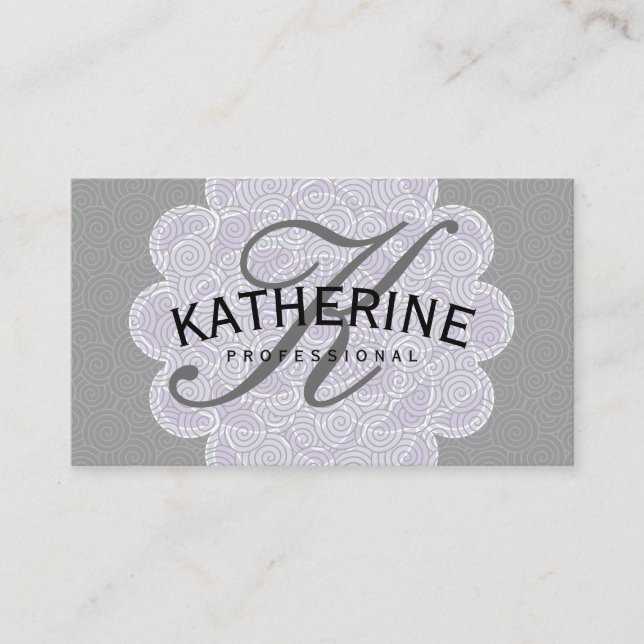 Lotus and Swirl Pattern Business Card (Front)
