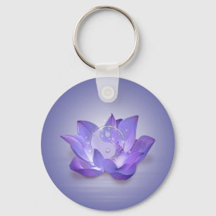 Lotus and Yin Yang Key Ring