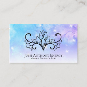 *~* Lotus Aqua Pink Pastel Nebula Galaxy Universe Business Card
