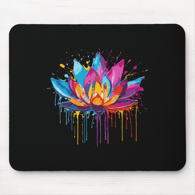 Lotus Art, Paint Splashes, Yoga  Mouse Mat (Front)