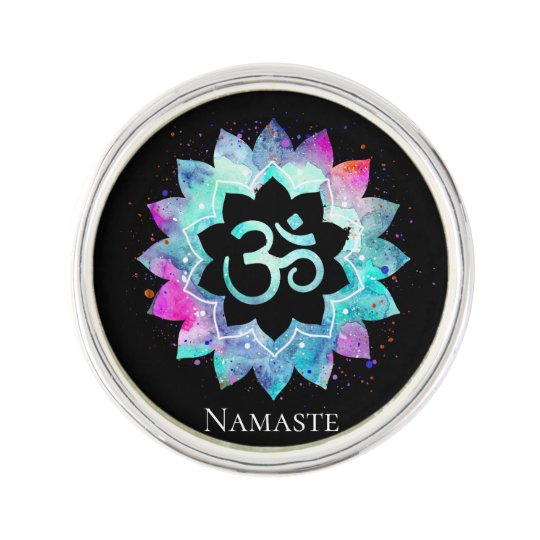 Lotus Aum Om Symbol Watercolor Mandala Lapel Pin Zazzle Co Uk