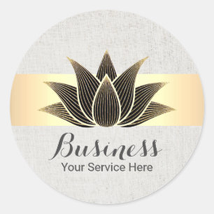 Lotus Black Gold Flower Yoga Massage Salon SPA Classic Round Sticker