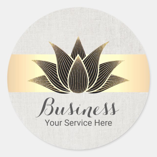 Lotus Black Gold Flower Yoga Massage Salon SPA Classic Round Sticker (Front)