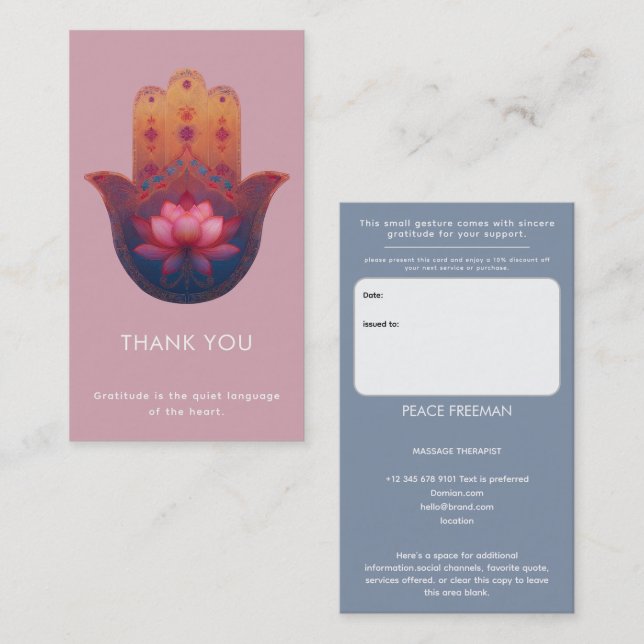 Lotus Blessing | Hamsa Hand Business Card (Front/Back)