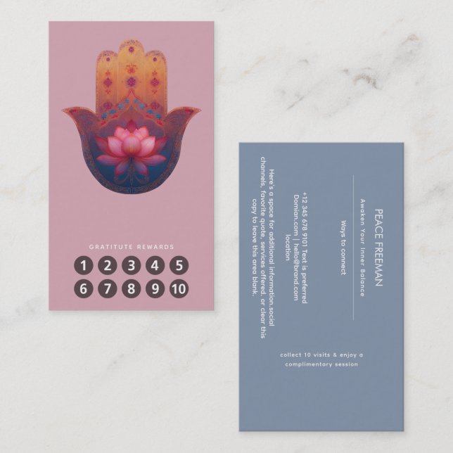 Lotus Blessing | Hamsa Hand Business Card (Front/Back)
