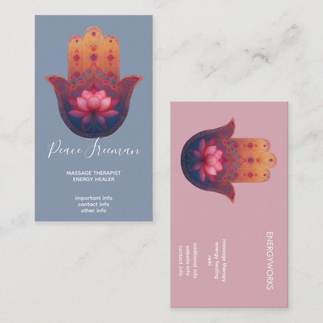 Lotus Blessing | Hamsa Hand Business Card (Front/Back)