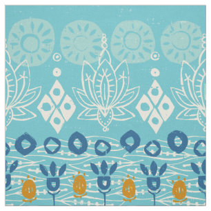 lotus block blue fabric