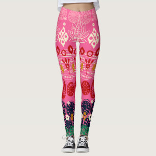 lotus block pink leggings