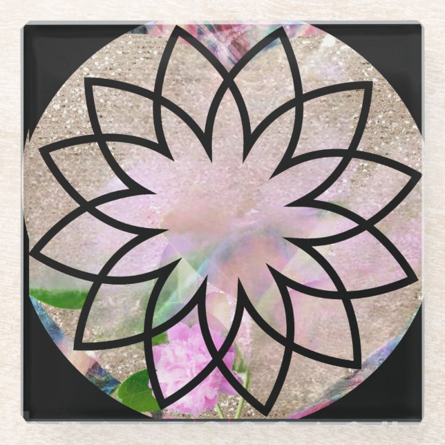 Lotus Blossom Floral Springtime Glass Coaster (Front)