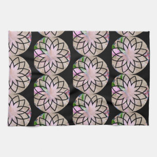 Lotus Blossom Floral Springtime in Pastel Pink Tea Towel