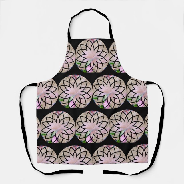 Lotus Blossom Floral Springtime Pastel Pink Apron (Front)