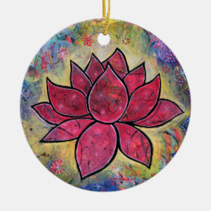Lotus Blossom Flower titled Transcend Ceramic Tree Decoration