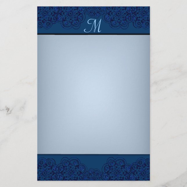 Lotus Blossom (Henna)(Blue) Stationery (Front)
