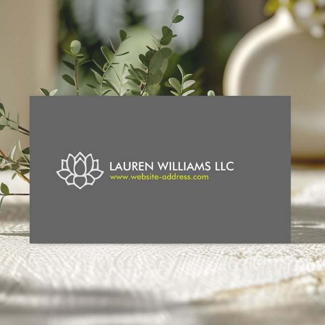 LOTUS BLOSSOM in GRAY Business Card (Creator Uploaded)