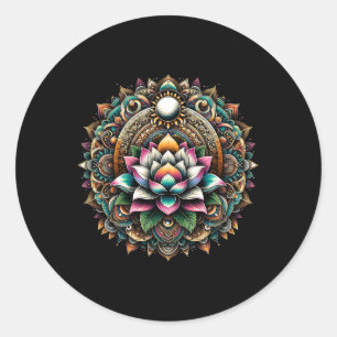 Lotus Blossom Mandala Circle Enchantment Spiritual Classic Round Sticker