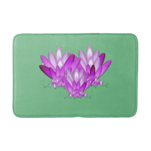 Lotus blossom pink on sea green background bath mat