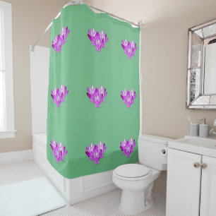 Lotus blossom pink on sea green background shower curtain