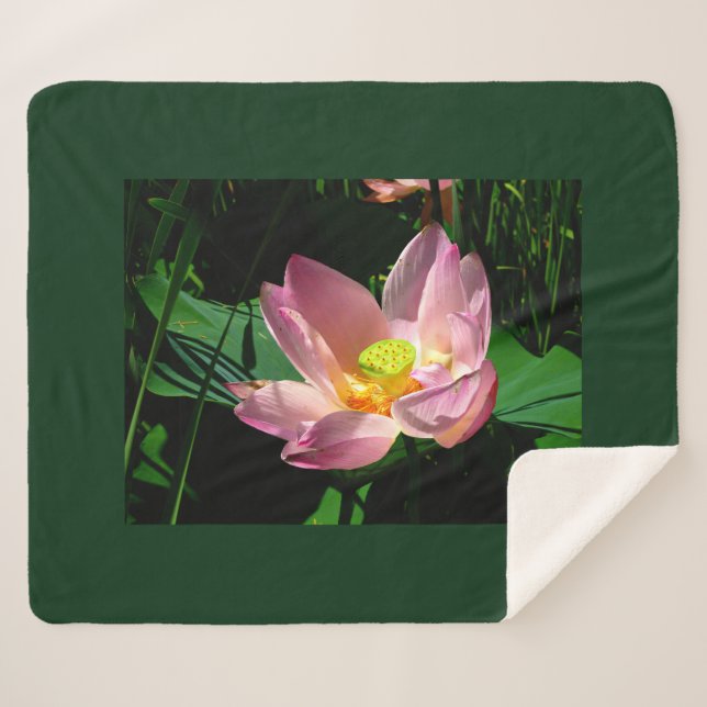 Lotus Blossom Sherpa Blanket (Front (Horizontal))