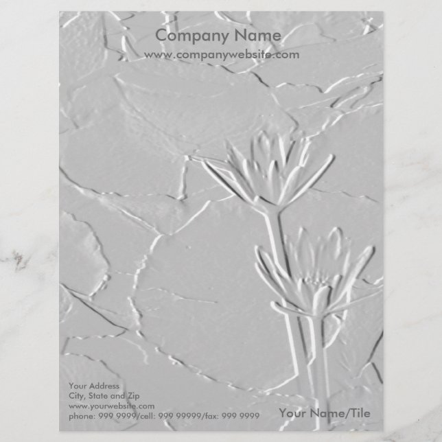 Lotus Blossoms/Embossed-Like Photo Letterhead (Front)