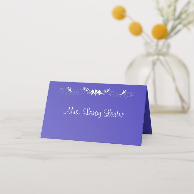 Lotus Blue with Text  Place Card (Front)