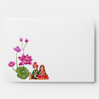 Lotus, bride and groom picture  envelope