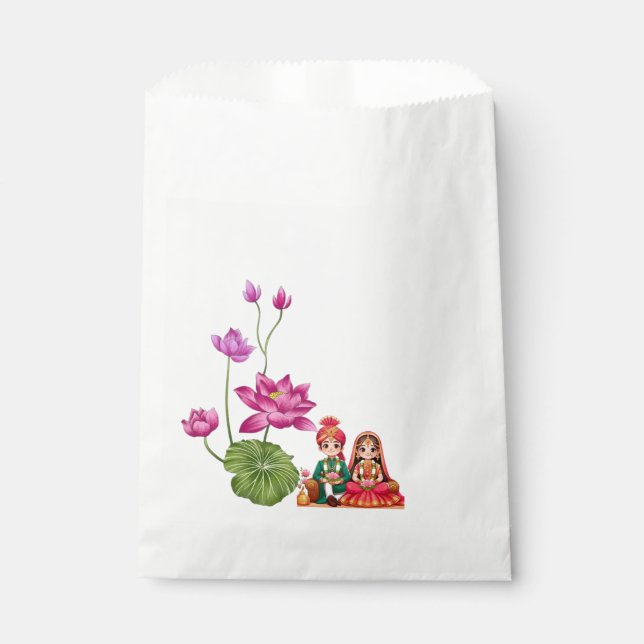 Lotus, bride and groom picture favour bags (Front)