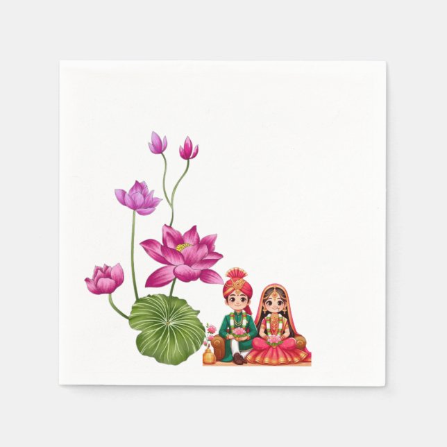 Lotus, bride and groom picture  napkin (Front)