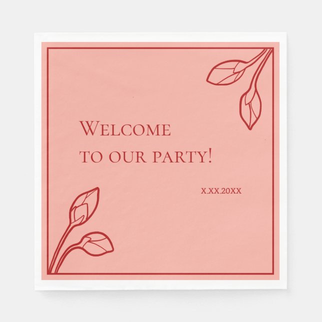 Lotus Buds Personalized Party Paper Napkins (Front)