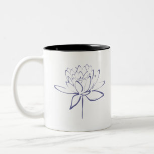 Lotus Calligraphy (Blue) Two-Tone Coffee Mug