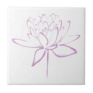 Lotus Calligraphy (Lavender) Tile
