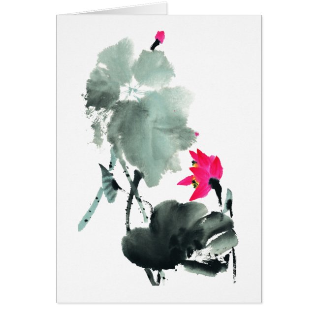 Lotus/Chinese Brush Painting Art/Blank Card (Front)