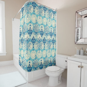 lotus diamond blue shower curtain