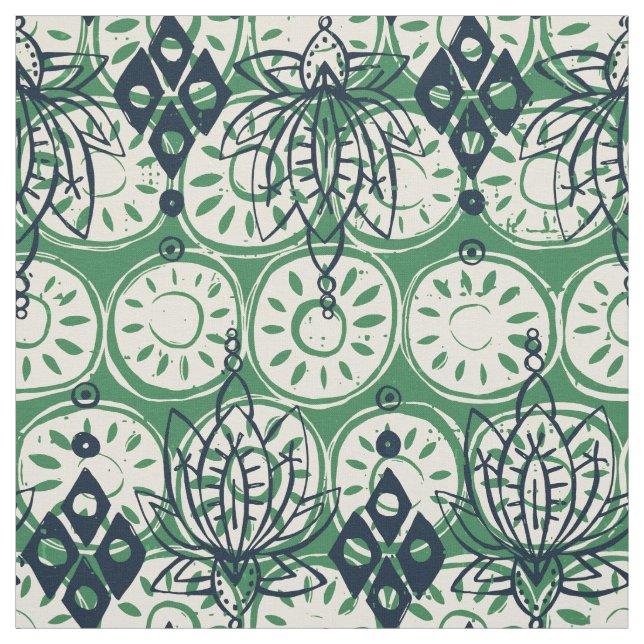 lotus diamond green fabric (Swatch)