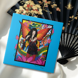 Lotus Fairy Chinese Water Dragon Tile