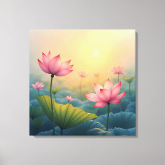 Lotus Field at Sunrise Canvas Print
