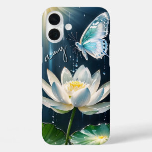 Lotus Floral Butterfly Monogrammed Case- Mate  iPhone 16 Plus Case
